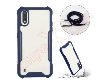Blue and transparent case with lanyard for Samsung Galaxy A01 (SM-A015)